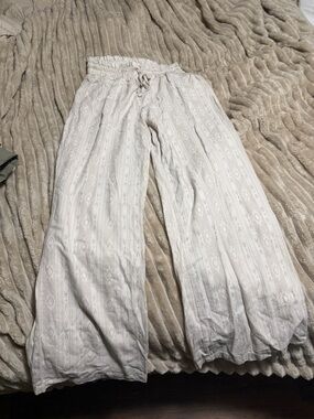 Lightweight White Boho Wide Leg Pants